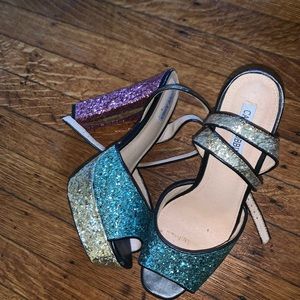 Two pair of glittery heels